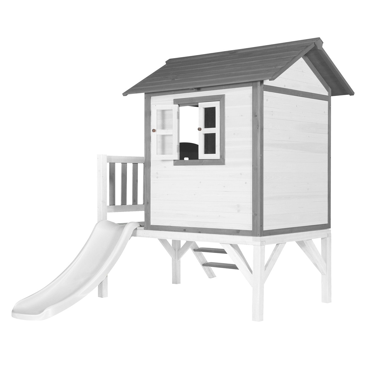AXI Kinderspielhaus Lodge XL grau/weiß mit Rutsche weiß