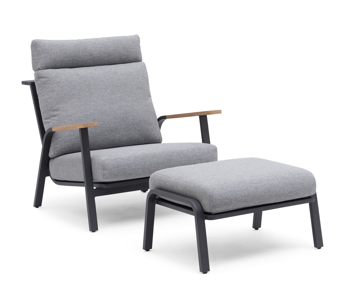 Kungshult Fußhocker Alu charcoal inkl. Polster