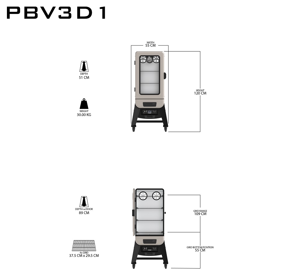 Pit Boss V3D1 elektrischer Räucherofen, Smoker