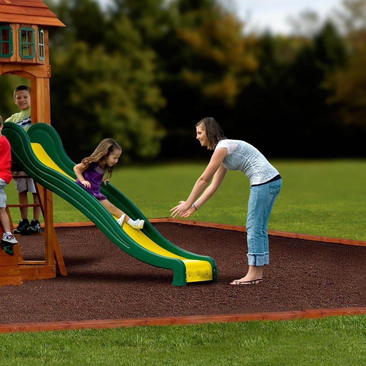 Kinderspielturm Atlantic mit Schaukel und Rutsche von Backyard Discovery
