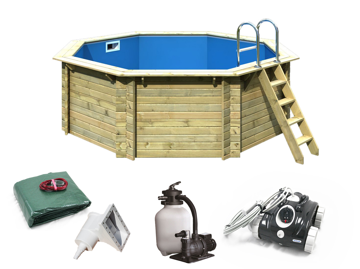 Karibu Pool Sparset 1 Superior 400x400 cm, Komplettset, kdi