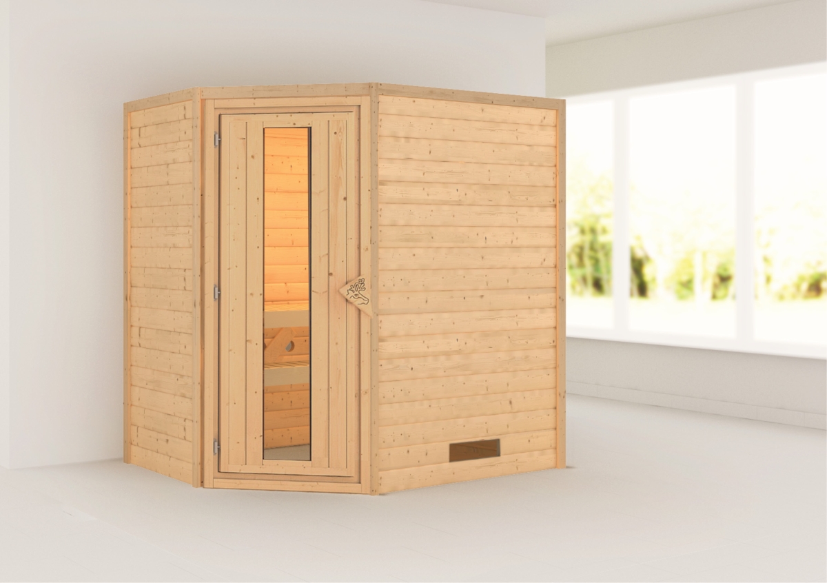 Karibu Plug&Play Sauna Cilja - 196x146 cm, 38 mm Massivholzsauna
