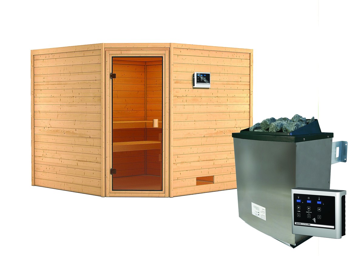 Aktionssauna Kemi 3 mit Eckeinstieg - 231x231 cm|Set-Ofen 2
