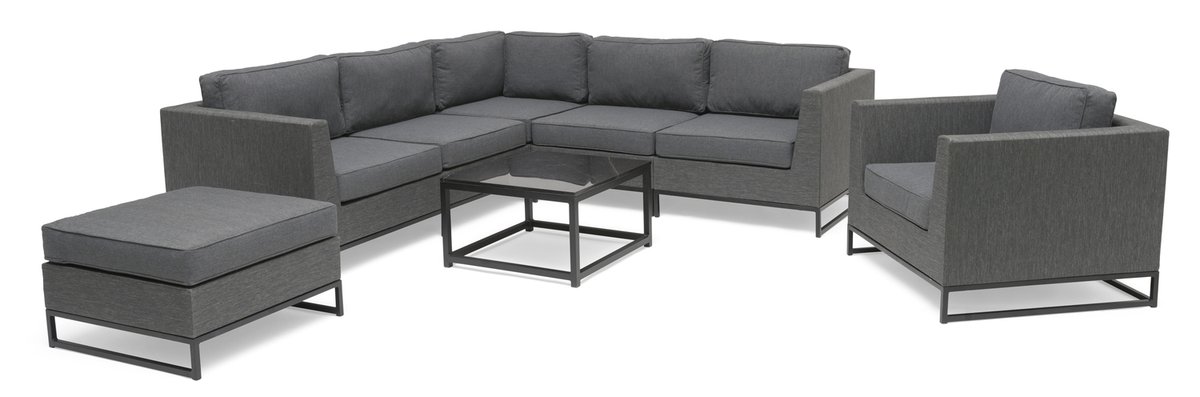 Adelshamn Loungehocker Alu schwarz inkl. Kissen