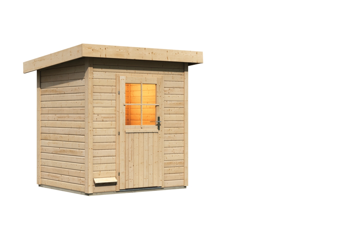 Karibu Saunahaus Jana 196 x 146 cm, 38 mm WOODfeeling, naturbelassen|ohne Ofen