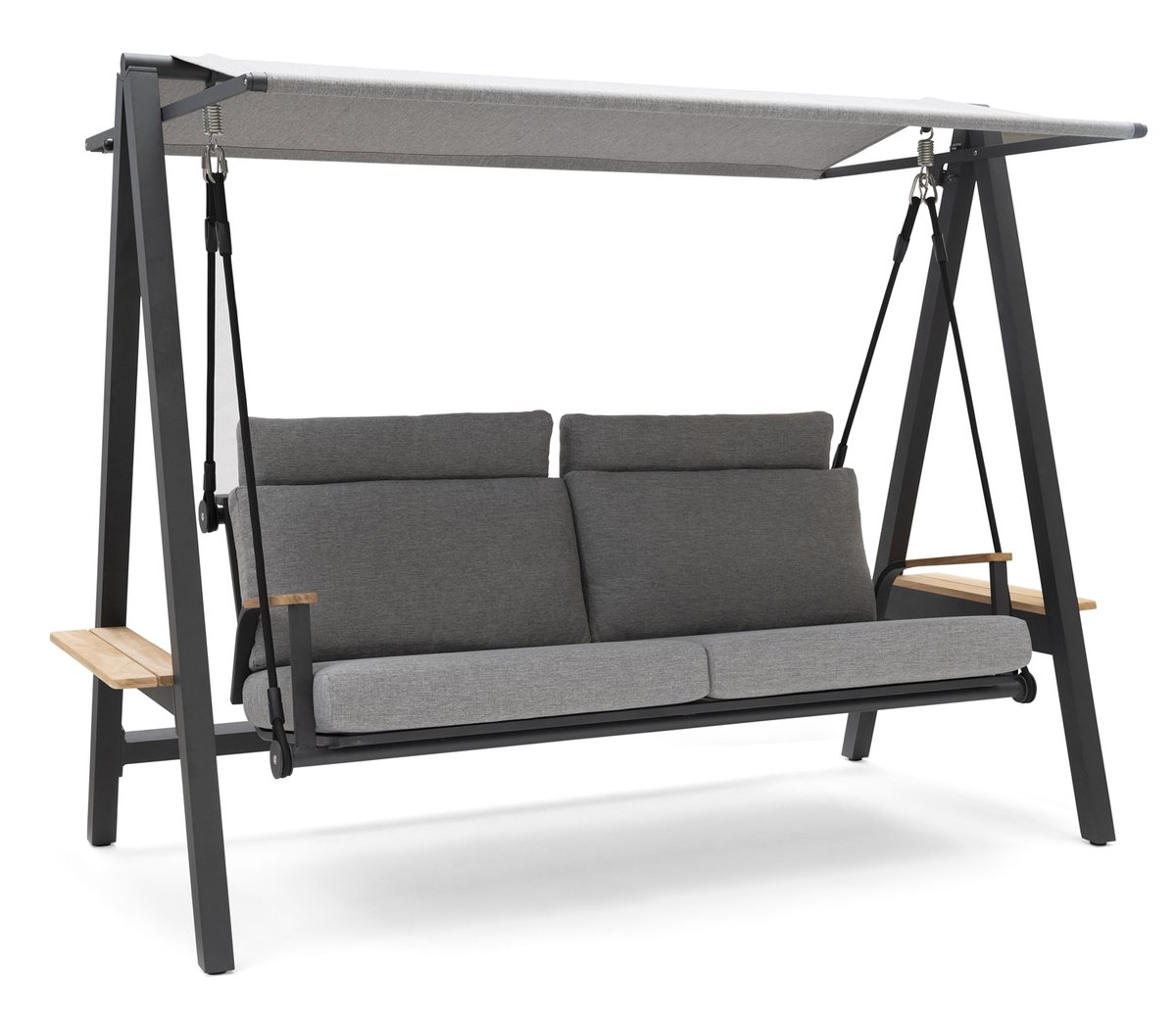 Kungshult Hollywoodschaukel Alu charcoal inkl. Polster und Sonnendach