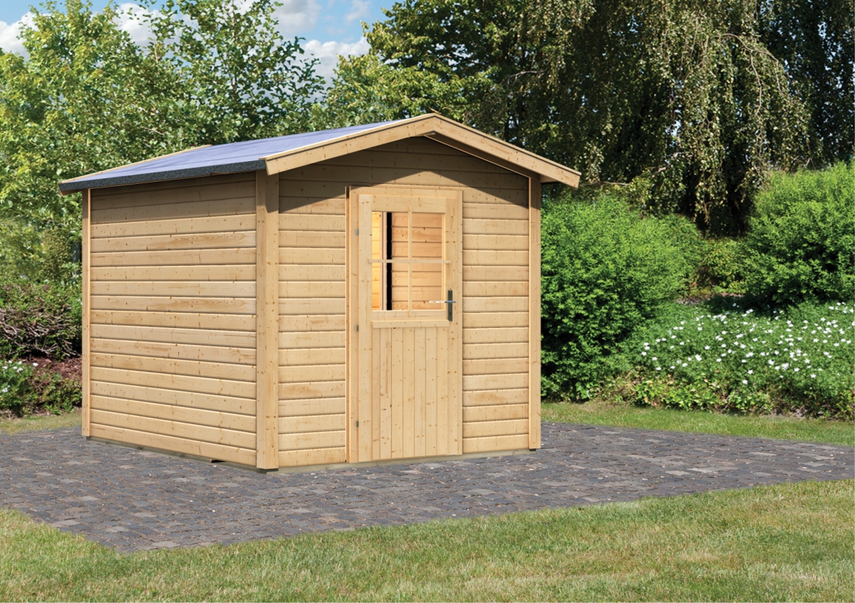 Karibu Saunahaus Birka 1 - 231 x 273 cm, 38 mm WOODfeeling, naturbelassen|ohne Ofen