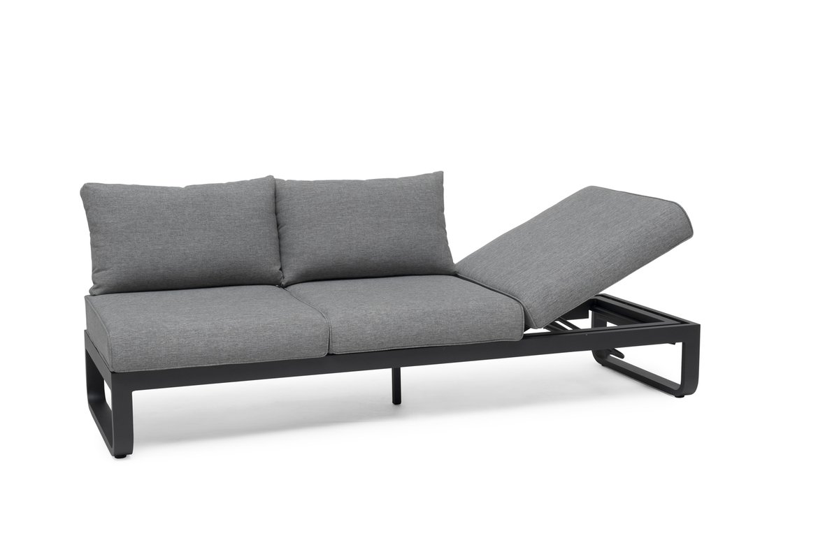 Lindeby 3-Sitzer Sofa Alu charcoal mit grauen Olefin-Polstern