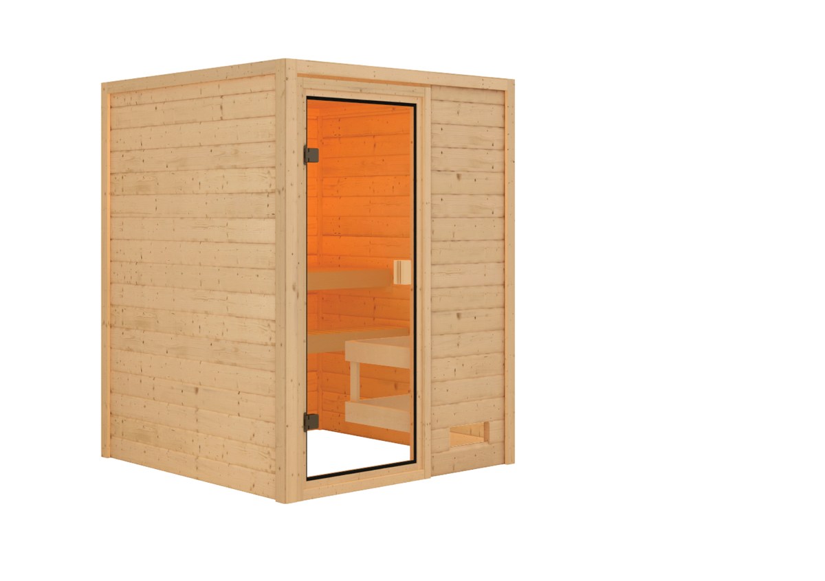 Aktionssauna Valida 1 - 145x145 cm, 38 mm Massivholz|Fronteinstieg|ohne Ofen
