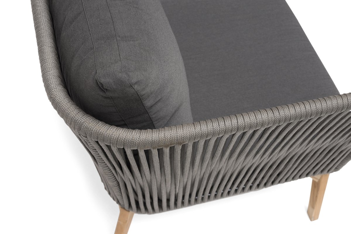 Himmelsnäs Ecksofa Teak/Olefin-Bespannung dunkelgrau, inkl. Kissen