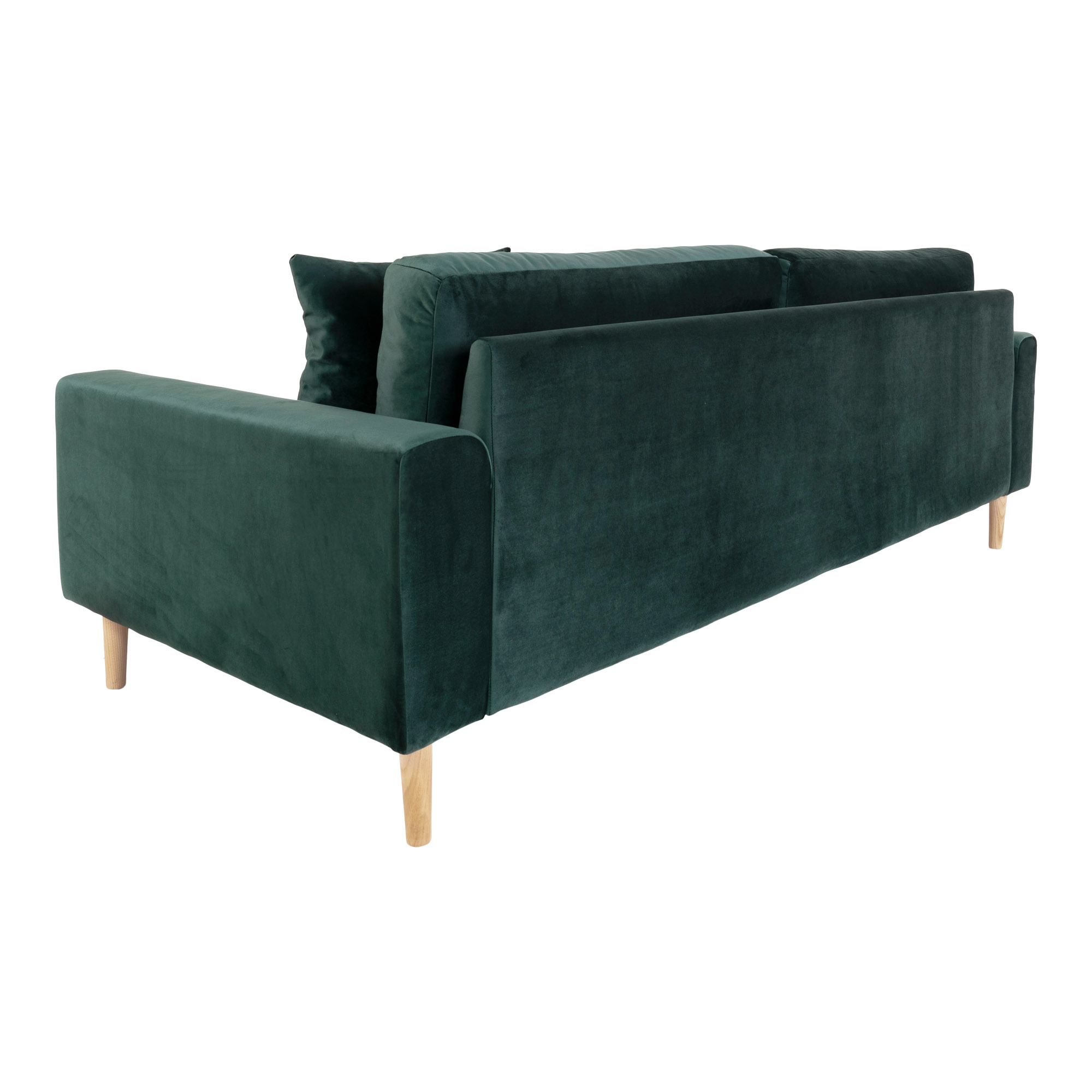 3 Sitzer Samt-Sofa - Lido, dunkelgrün mit 2 Kissen