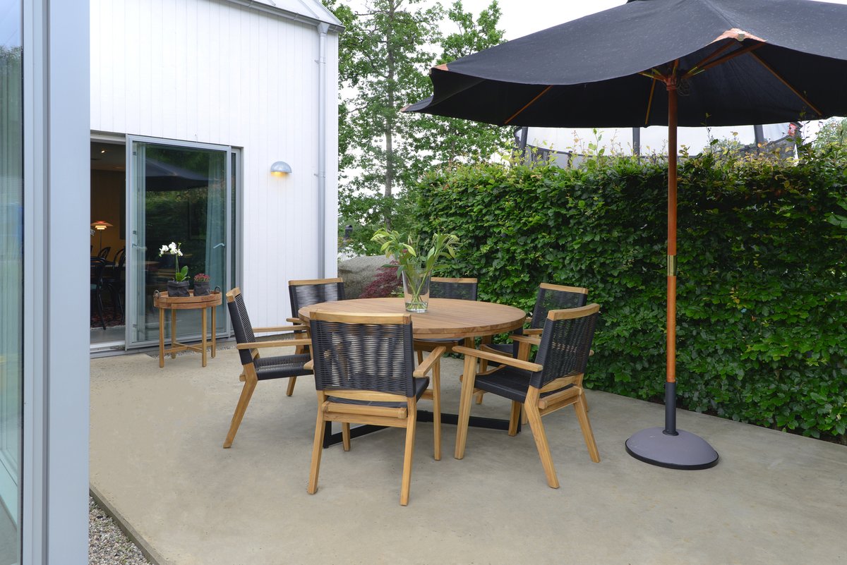 Ardernäs Teak-Gartensessel / Dining Chair mit schwarzer Schnurbespannung