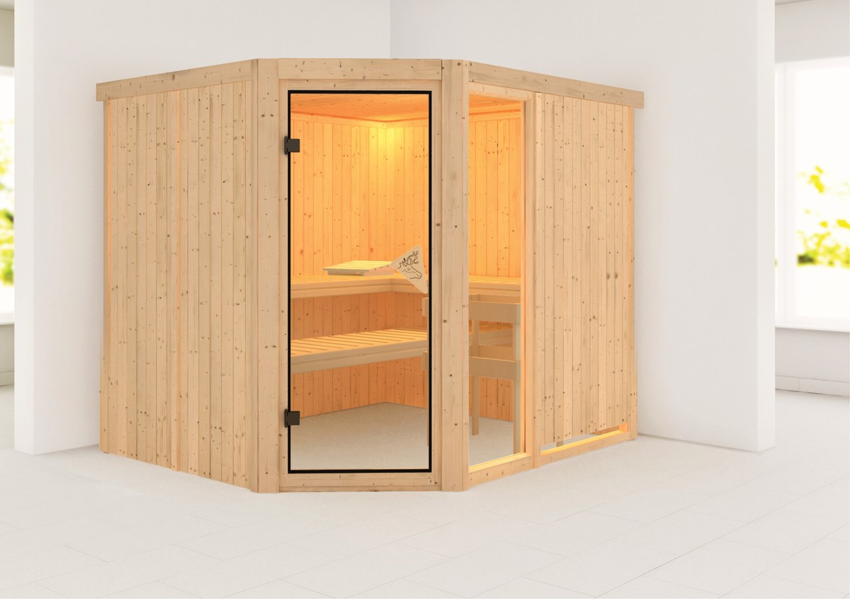Aktionssauna Varberg "Premium" 3 - 231x196 cm, 68 mm Systemsauna | ohne Ofen