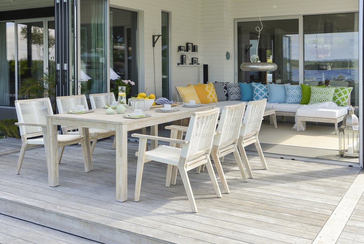 Wellington Esstisch 200x100 cm, Teak whitewashed, Hillerstorp