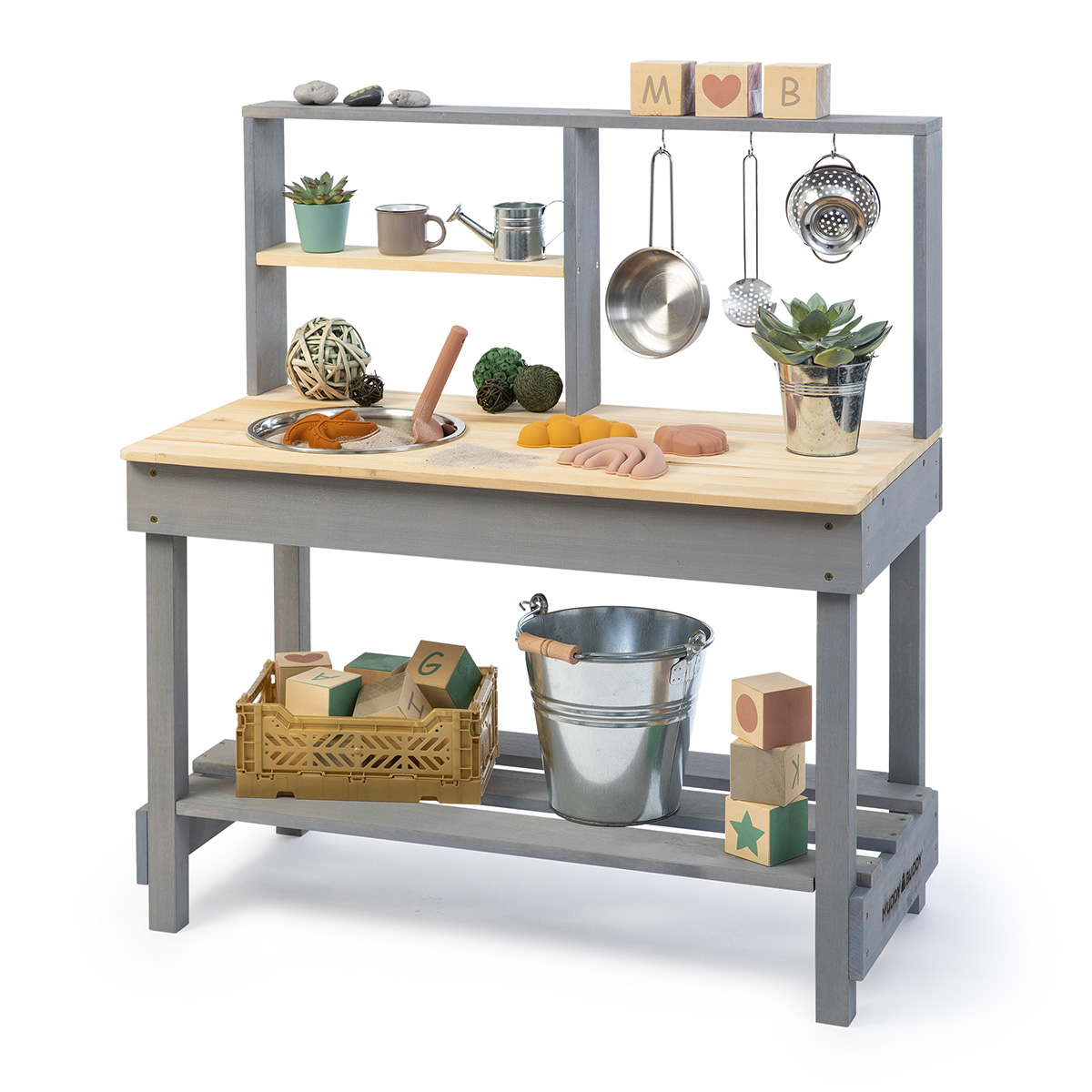 Matschküche Mud Starter von MUDDY BUDDY®, Holz wolkengrau-/natur