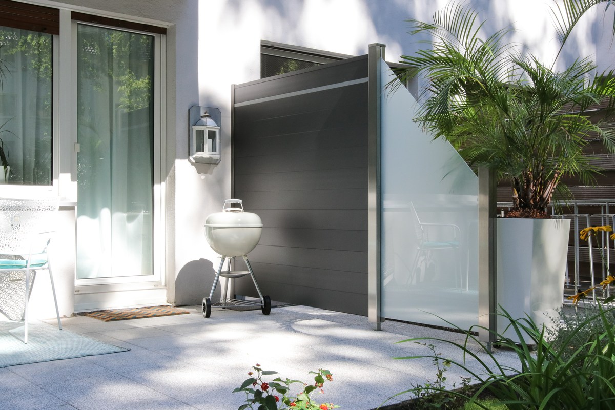 SYSTEM ALU Plus Sichtschutzprofil anthrazit einzeln 178x2x15 cm von TraumGarten