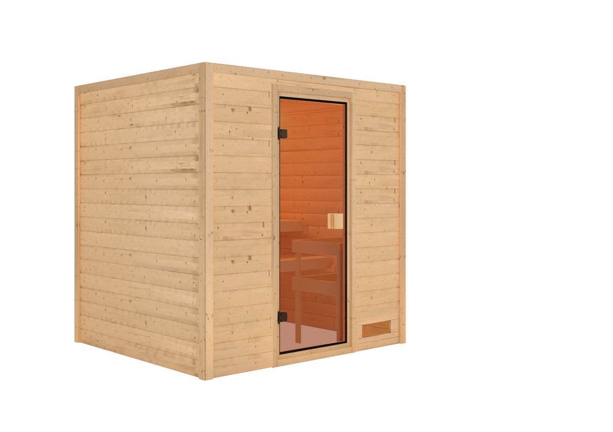 Aktionssauna Bergen 2 - 196x170 cm, 38 mm Massivholz|ohne Ofen