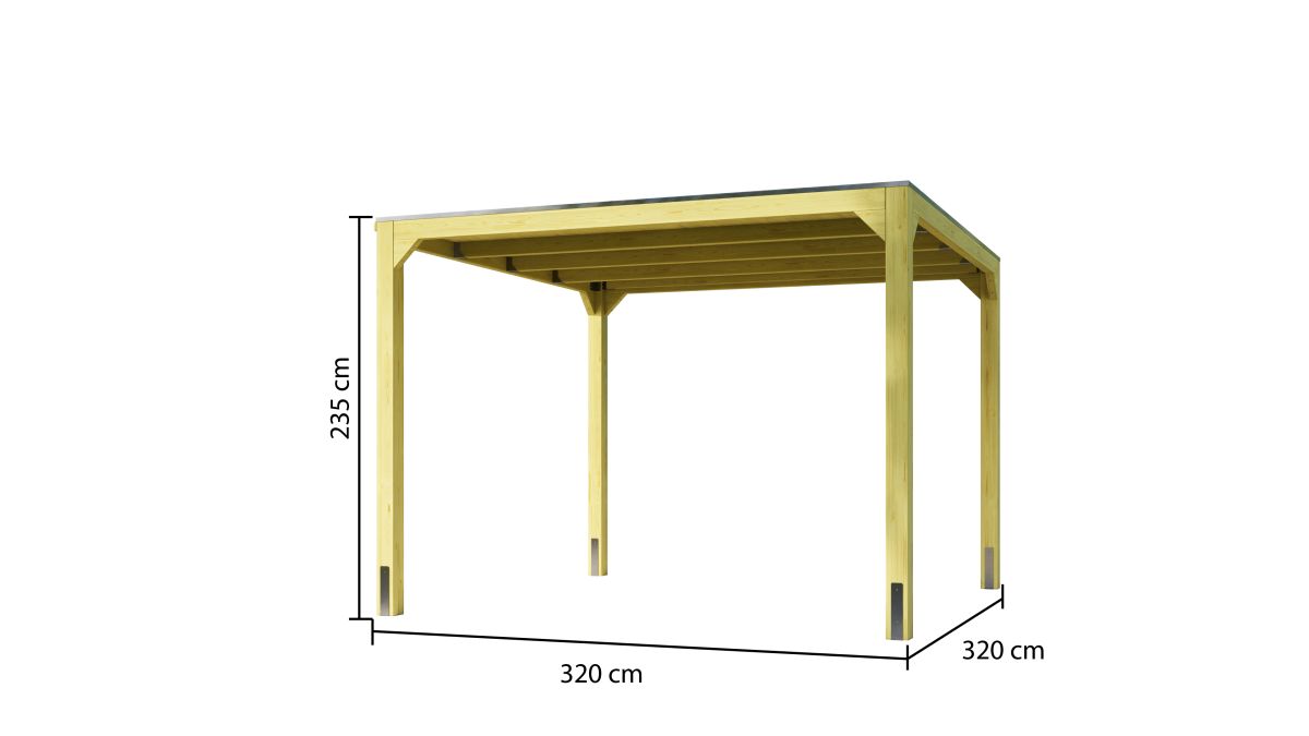 Karibu Pavillon Cubus - 320x320 cm, Leimholz naturbelassen