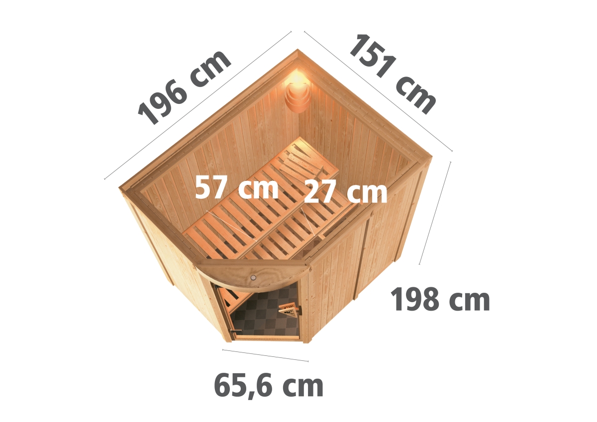 Karibu Sauna Lavea - 151x196 cm, 68 mm Rundbogensauna, ohne Ofen
