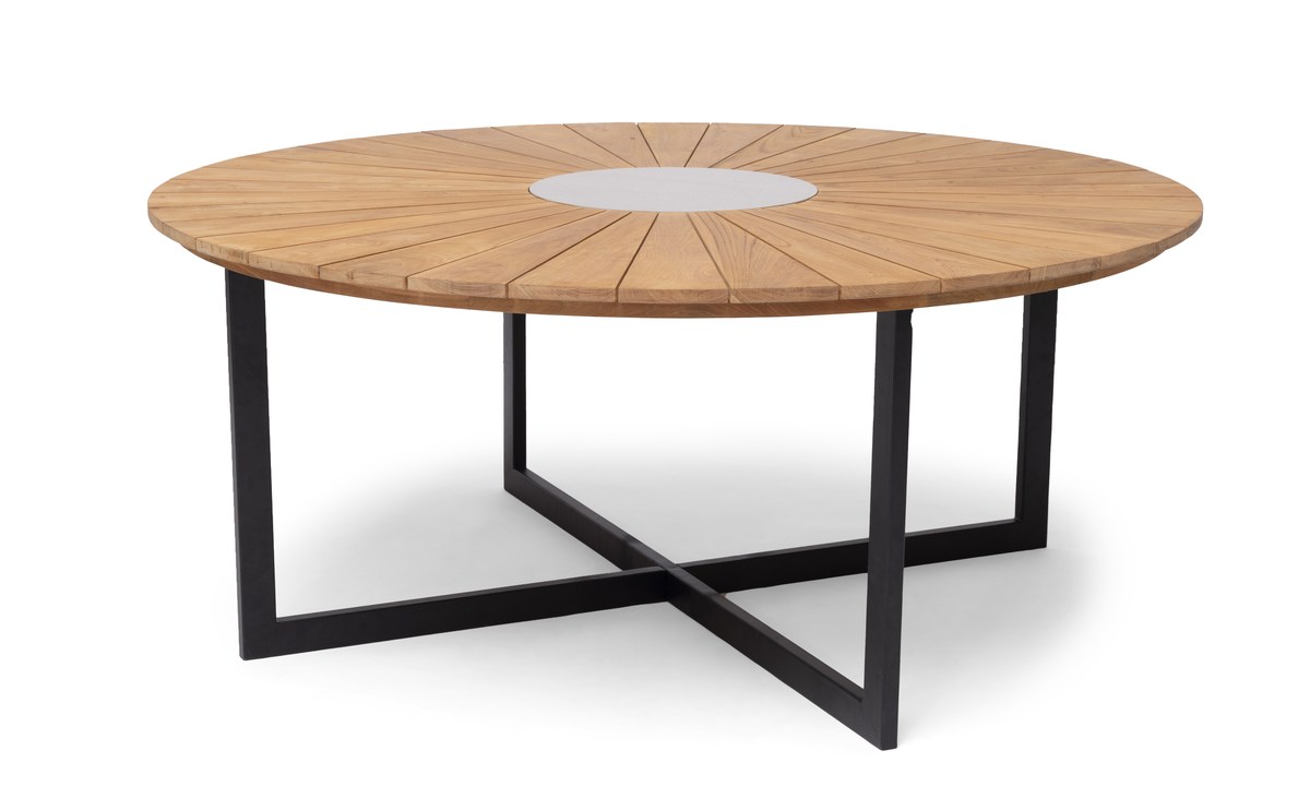 Ringsjö Teakholz-Tisch rund Ø 180 cm mit Alu-Gestell