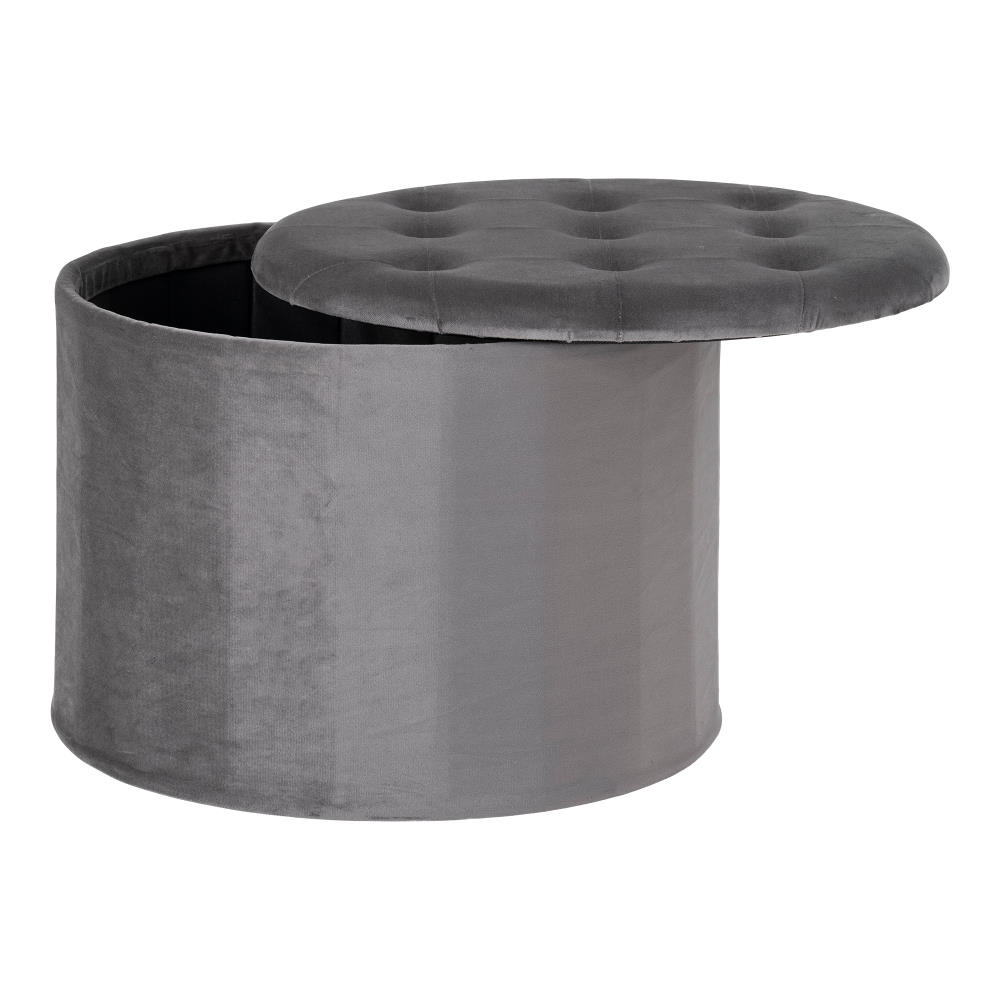 Samt-Pouf mit Stauraum - Turup, dunkelgrau