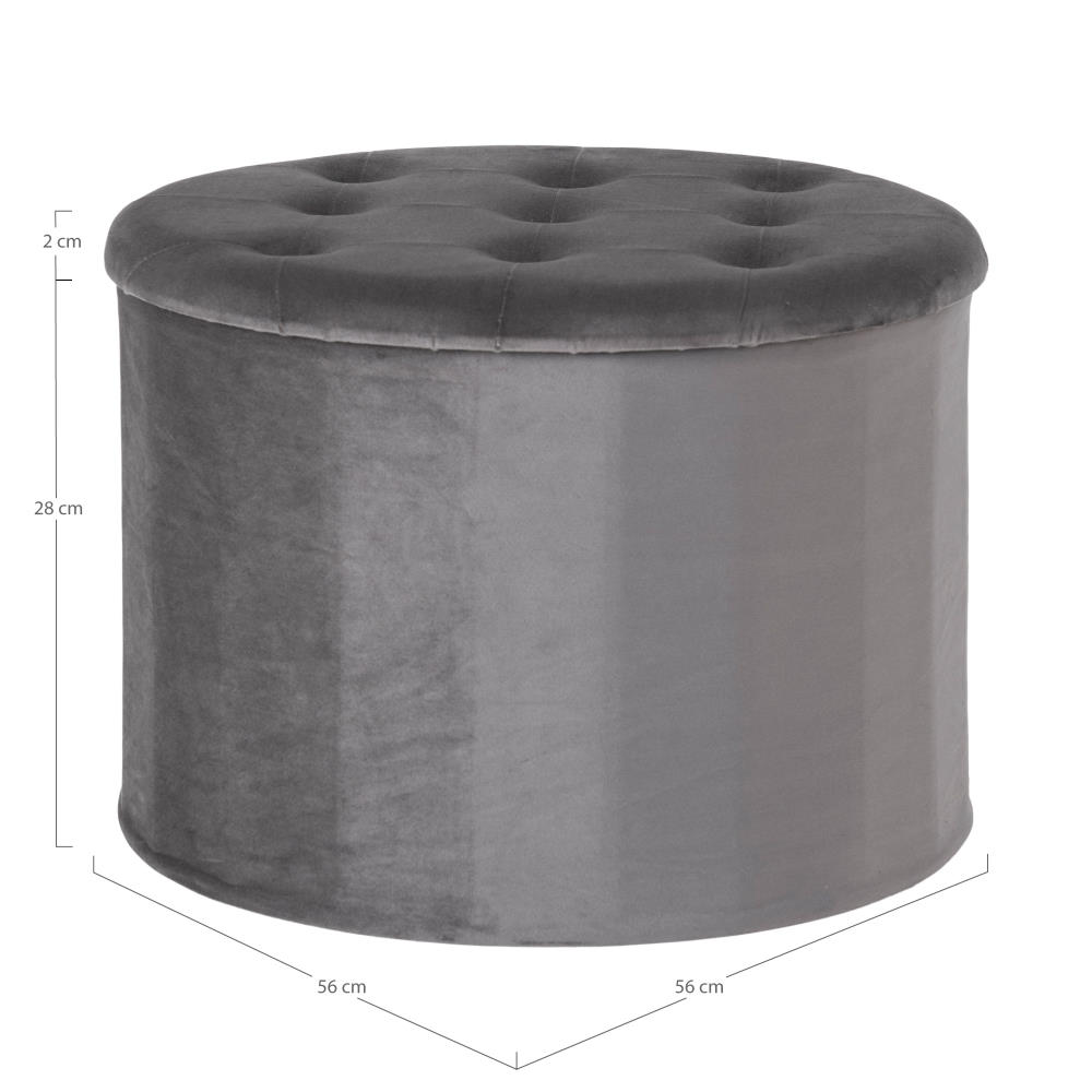 Samt-Pouf mit Stauraum - Turup, dunkelgrau