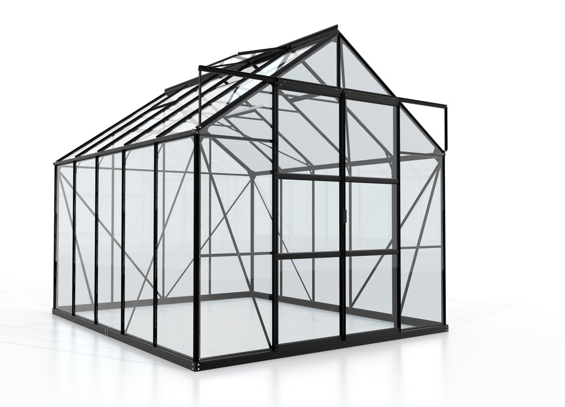 Vitavia Gewächshaus-Set Uranus 8300 ESG 3 mm, schwarz inkl. LED-Beleuchtung