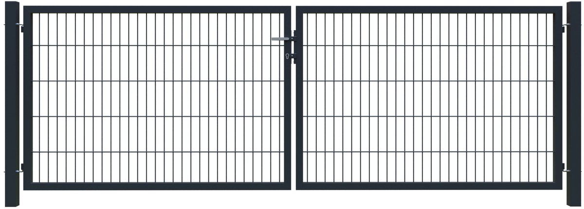 BASIC Gitter-Doppeltor RAL 7016 anthrazit 300x100 cm inkl. Pfosten