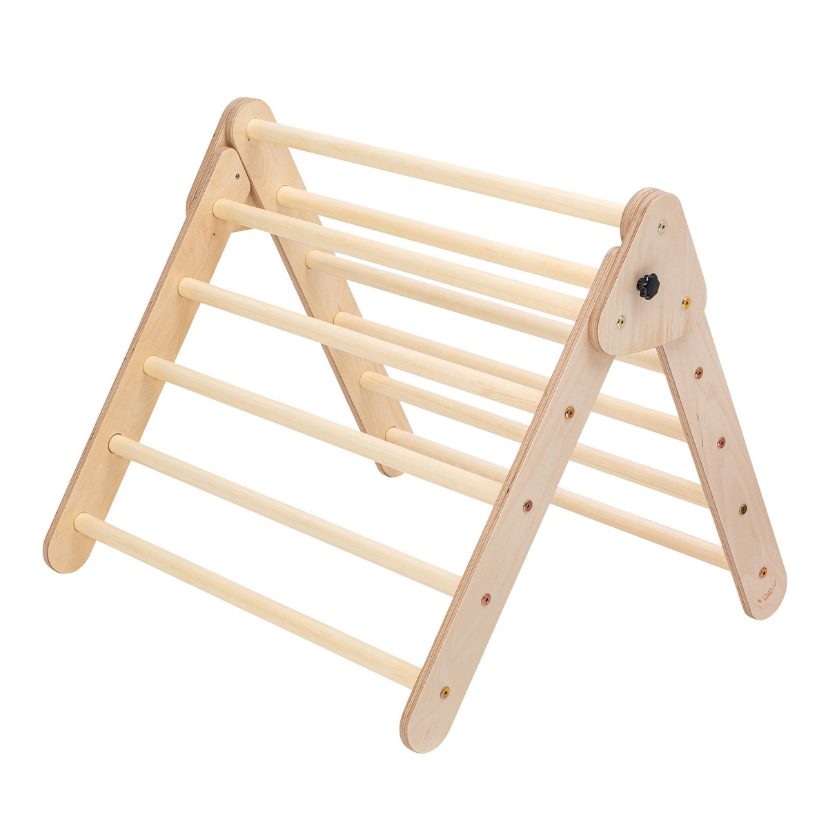 Kletterdreieck mit Kletterrampe aus Holz - Natur