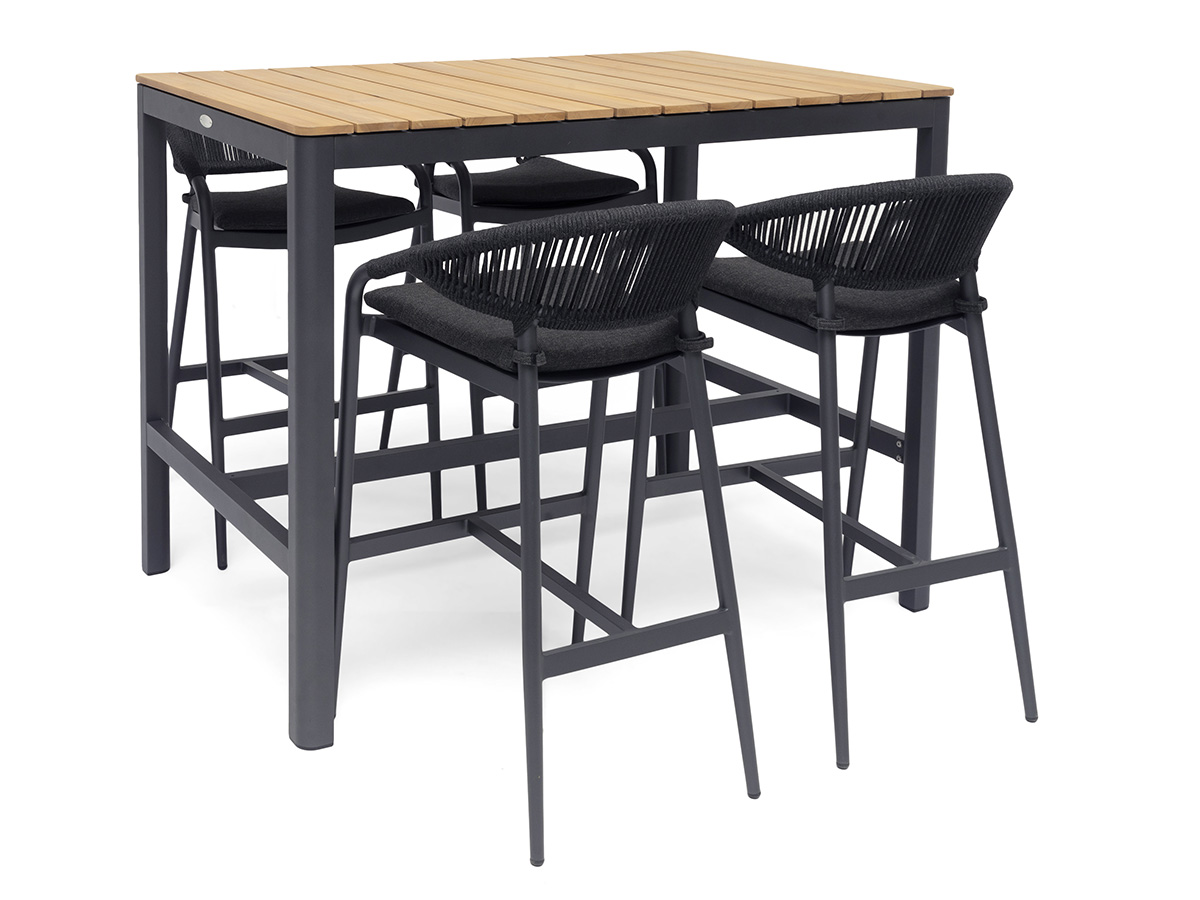 Ekeryd Barhocker Alu charcoal mit schwarzem Kissen