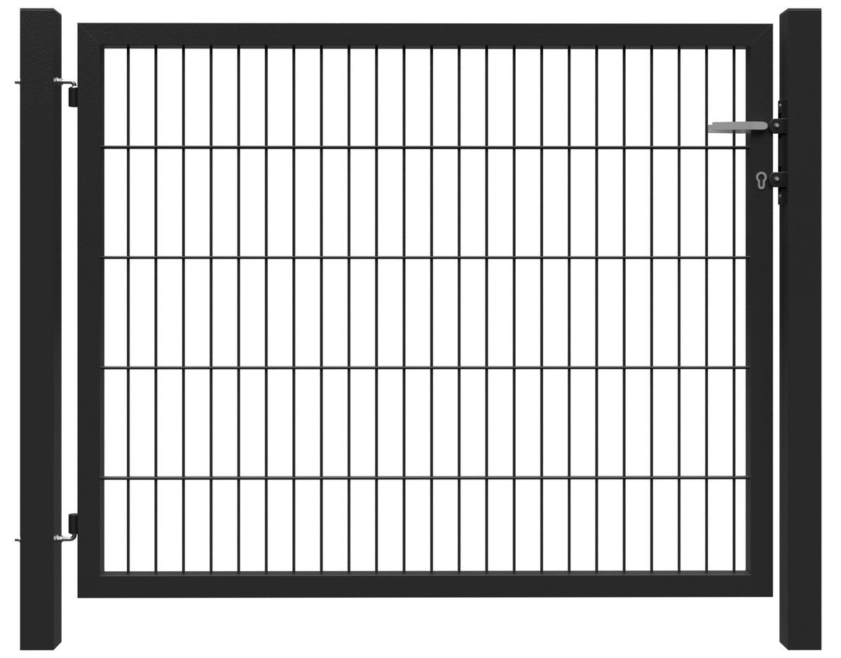 BASIC Gitter-Einzeltor RAL 7016 anthrazit 125x100 cm inkl. Pfosten