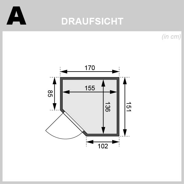 Karibu Sauna Faurin - 170 x 151 cm, 68 mm WOODfeeling, ohne Ofen