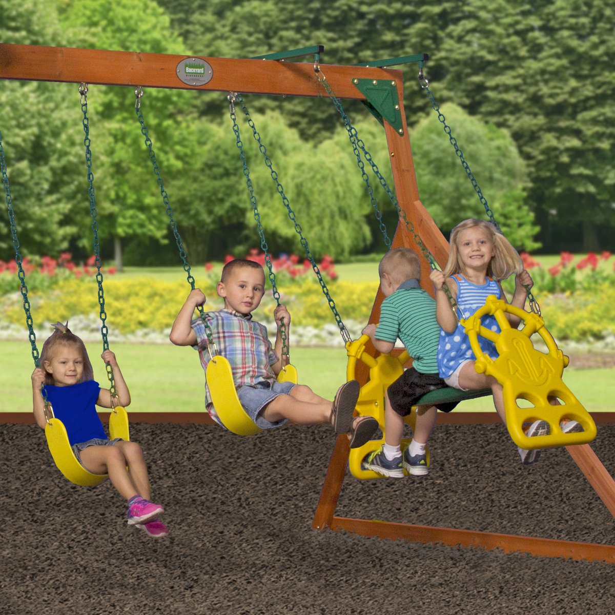 Kinderspielturm Atlantic mit Schaukel und Rutsche von Backyard Discovery