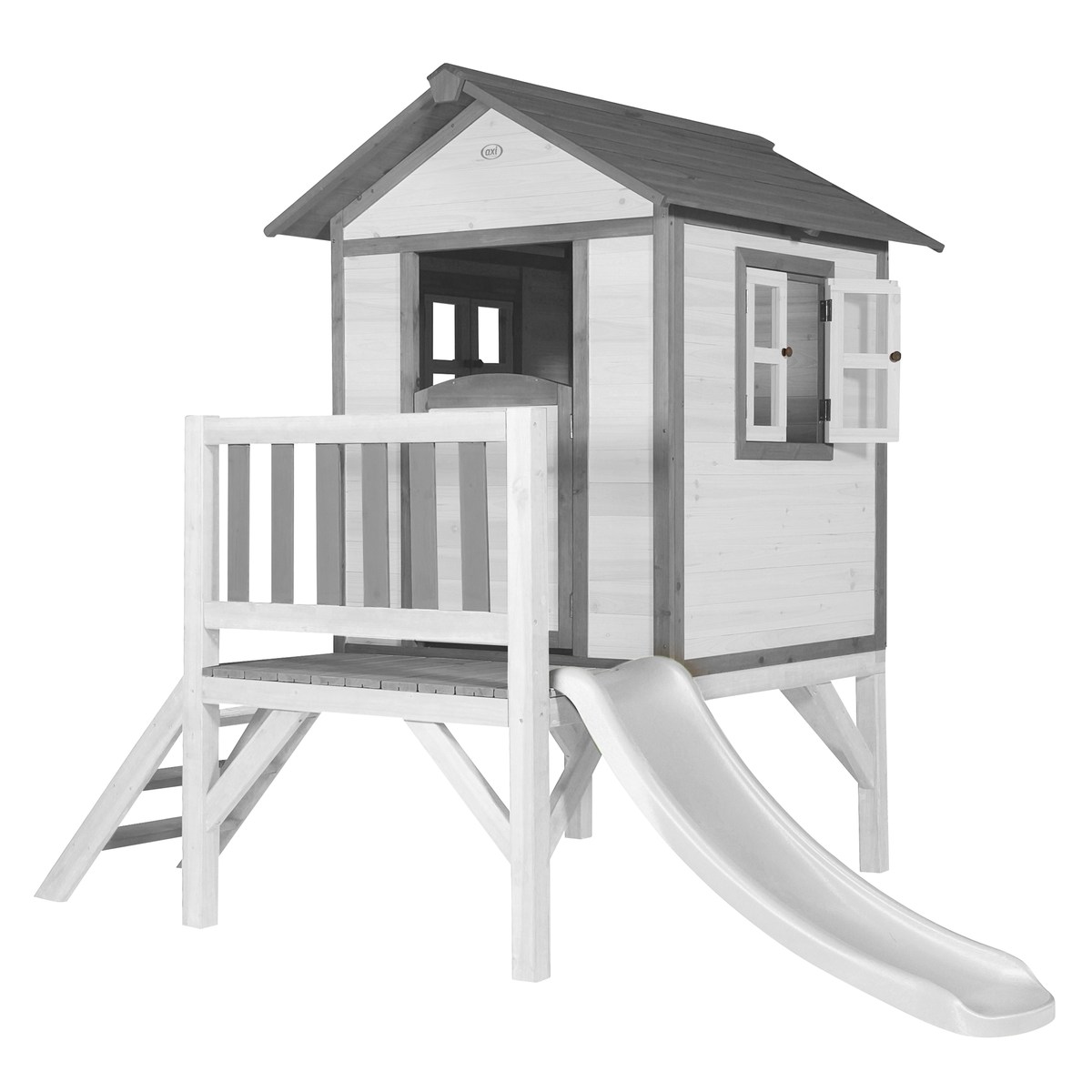 AXI Kinderspielhaus Lodge XL grau/weiß mit Rutsche weiß