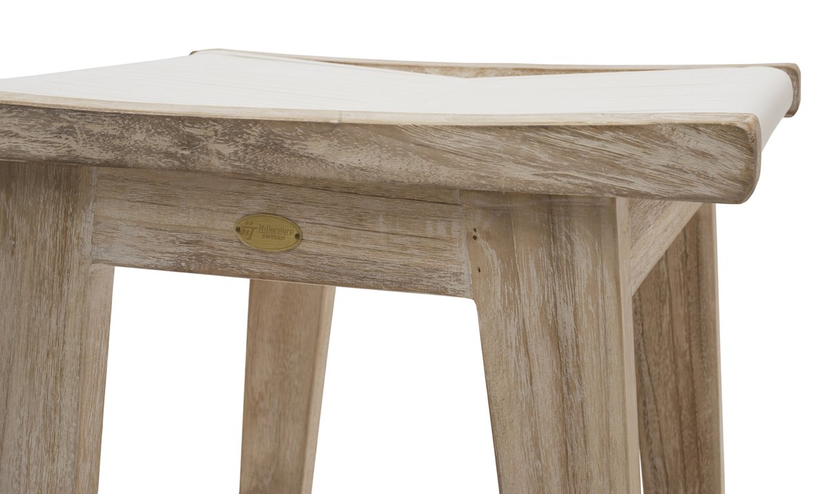 Wellington Barhocker Teak whitewashed / Geflecht weiß, 50 x 40 x 76 cm