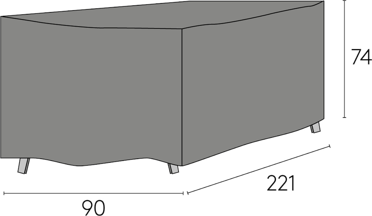 Schutzhülle grau 221x90x74 cm für Gartentische bis 220x90 cm