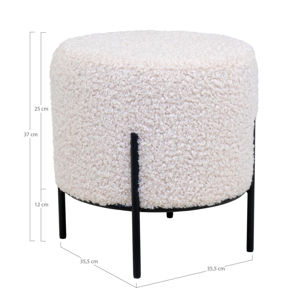 Pouf Hocker Kunstfell - Alford, weiß