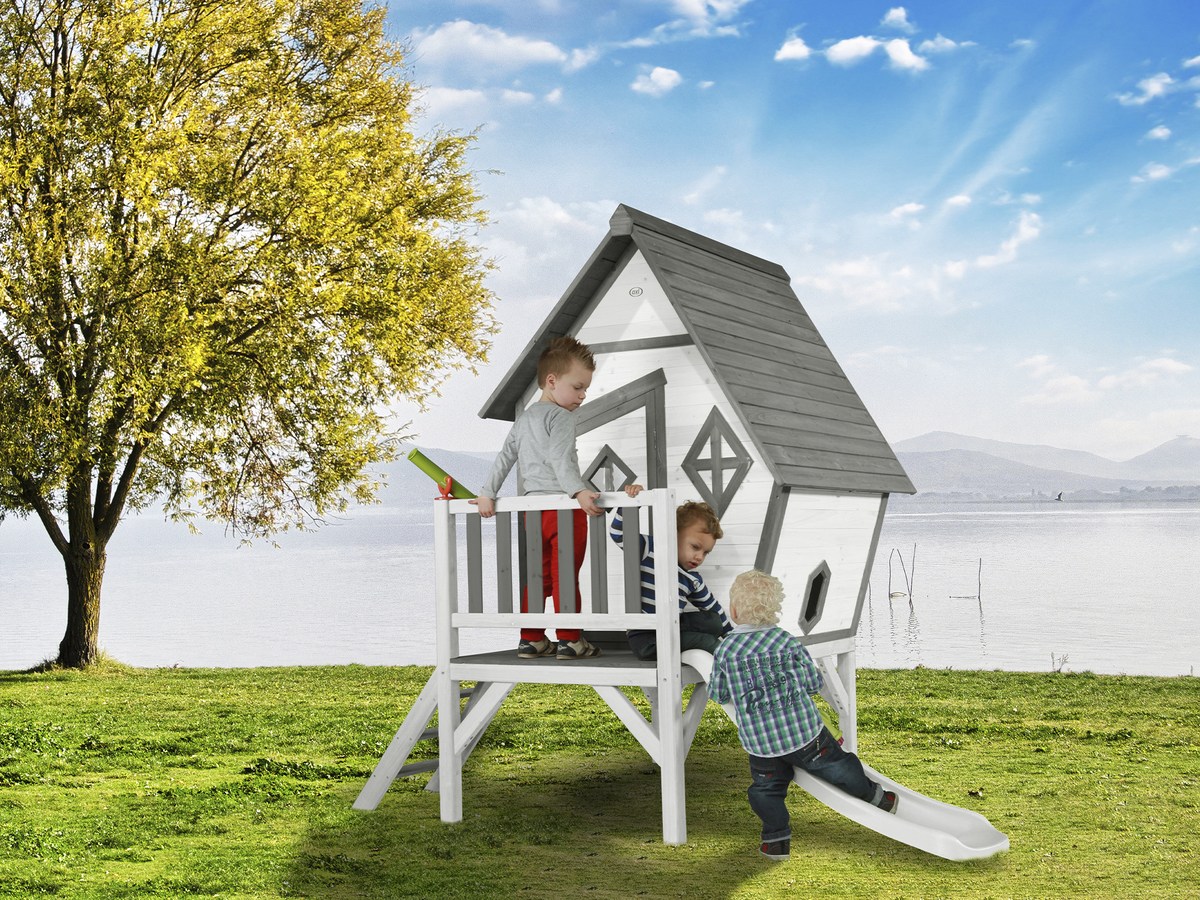 Kinderspielhaus Cabin XL von AXI, Stelzenhaus mit Rutsche weiß