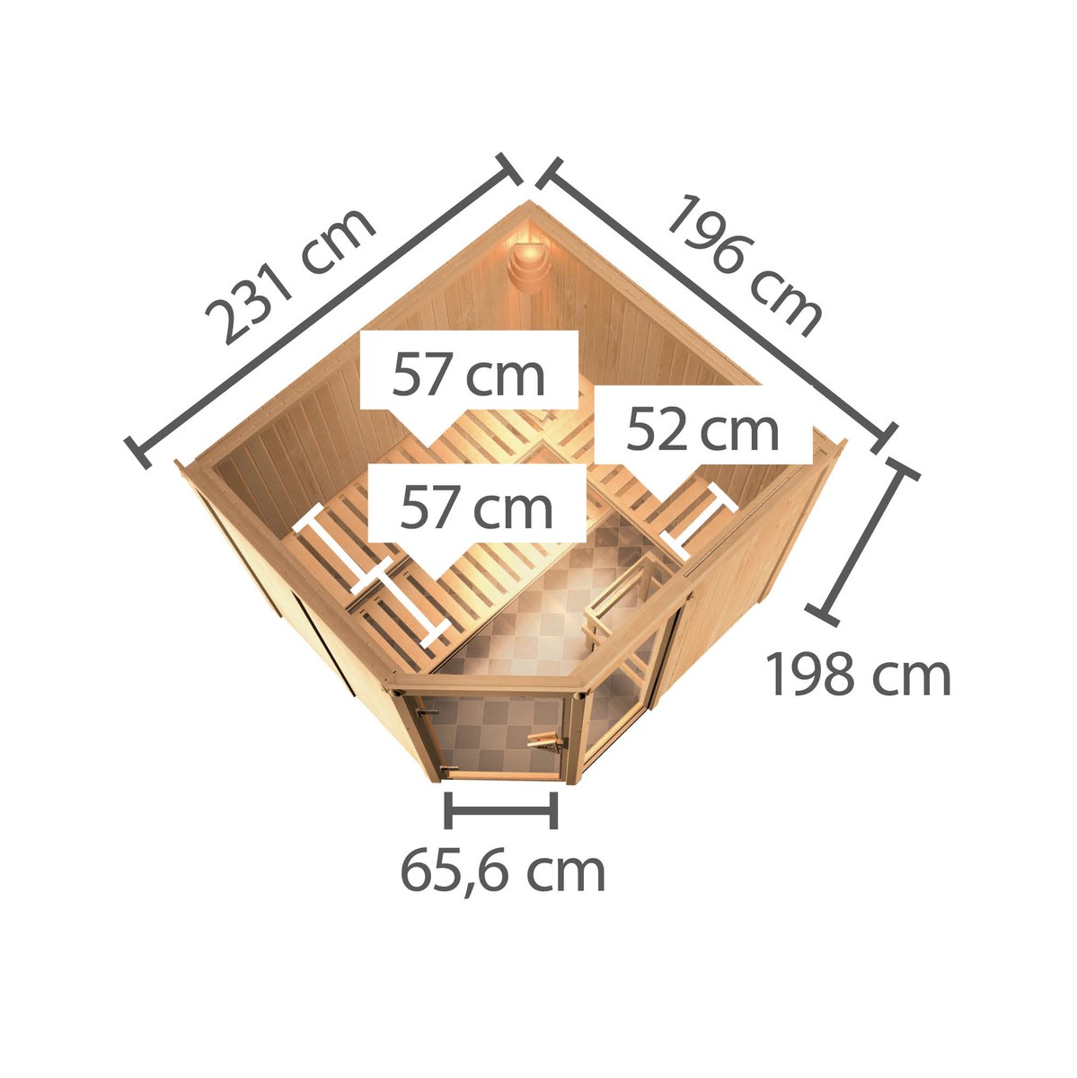 Aktionssauna Varberg "Premium" 3 - 231x196 cm, 68 mm Systemsauna | Set-Ofen 3