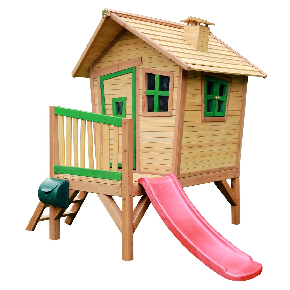 AXI Spielhaus Robin braun/grün mit Rutsche rot