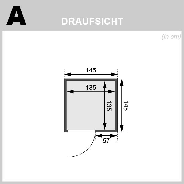 Karibu Sauna Sandra - 145 x 145 cm, 38 mm WOODfeeling, ohne Kranz|ohne Ofen