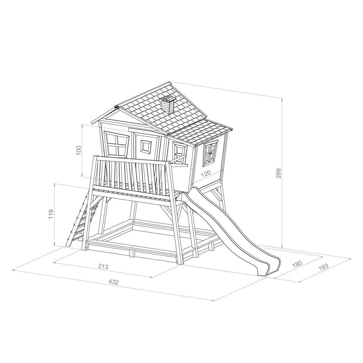 AXI Stelzenhaus Max braun/grün, Rutsche grau