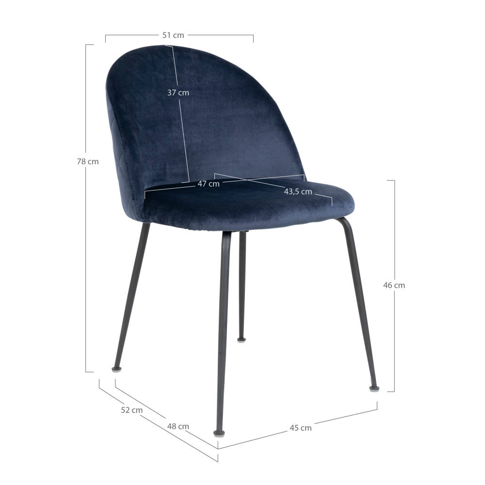 Esszimmerstuhl Samt - Genf, blau/schwarz