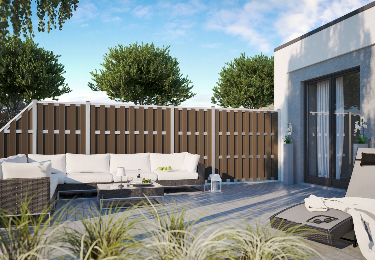 JINAN-Serie ECKE braun 90x180/90cm WPC-Bretterzaun