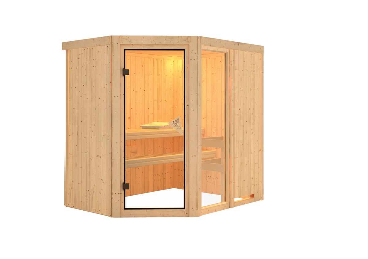 Aktionssauna Varberg "Premium" 1 - 196x151 cm, 68 mm Systemsauna | ohne Ofen