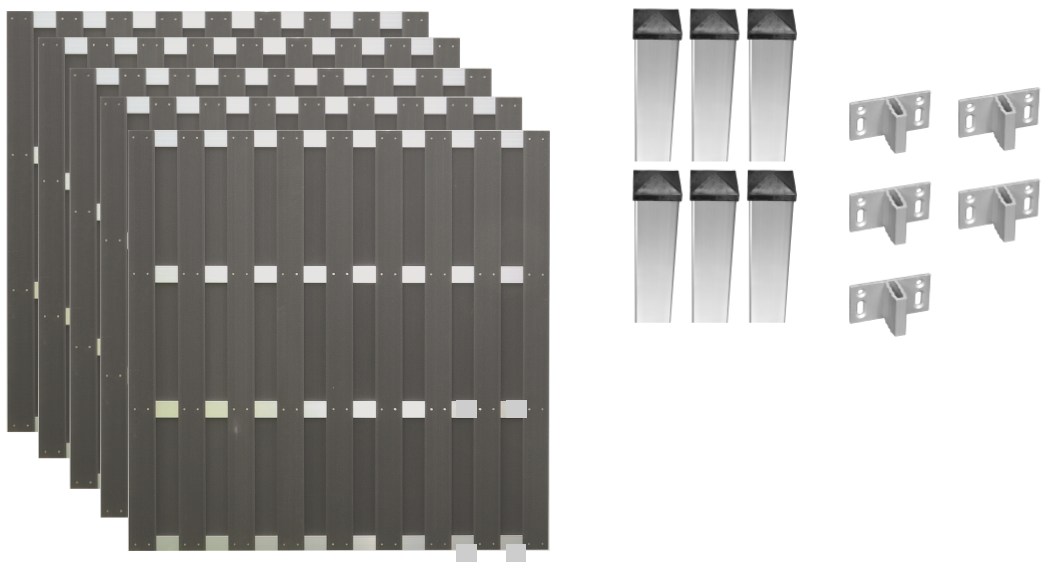 Zaunbundle JACKSON (Jinan) WPC anthrazit Sichtschutz mit Alu-Riegeln