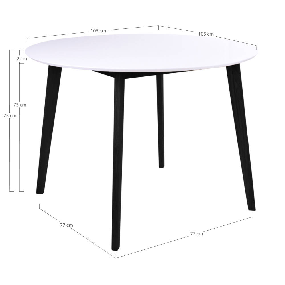 Runder Esstisch - Vojens, weiß und schwarz Ø105x75cm