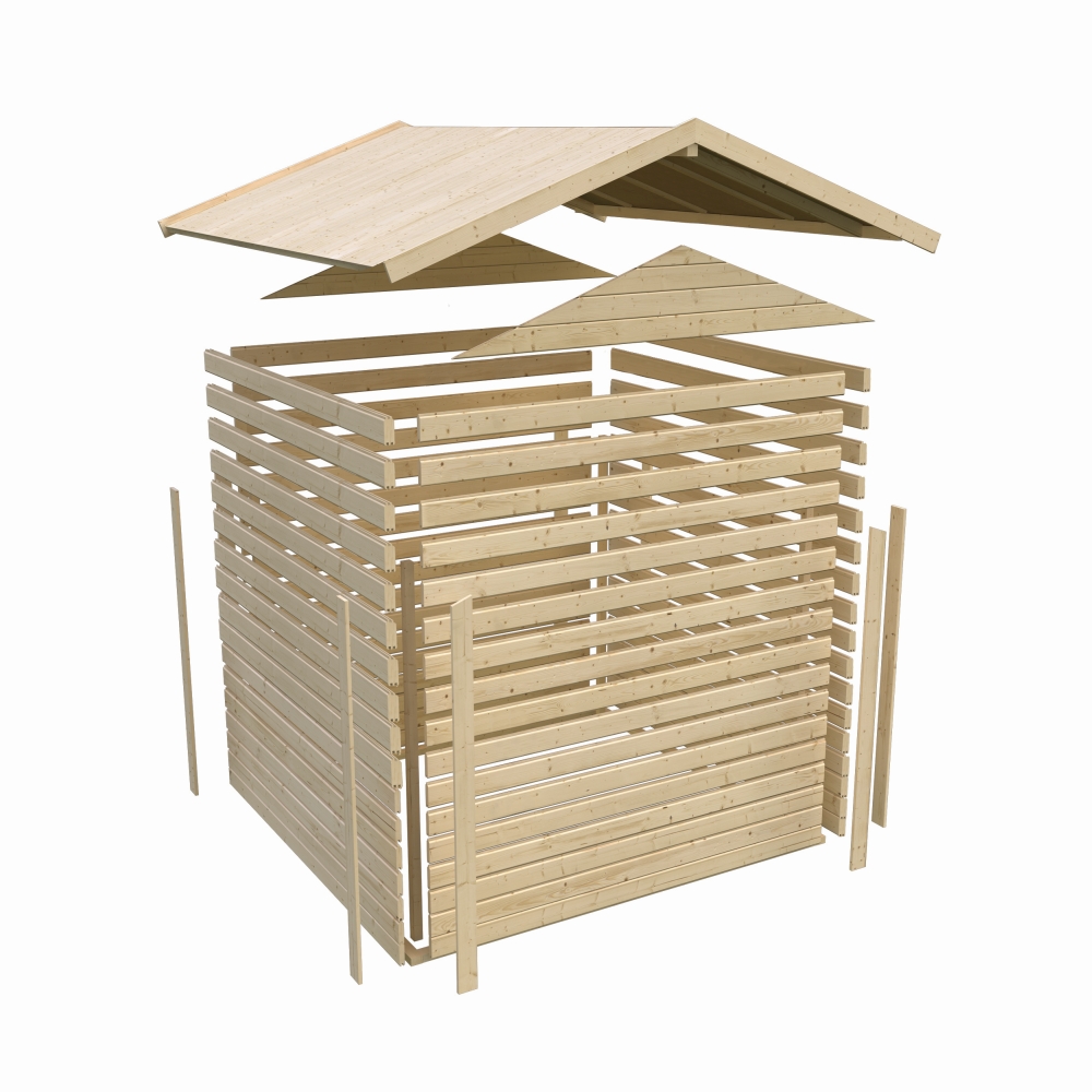 Karibu Saunahaus Birka 1 - 231 x 273 cm, 38 mm WOODfeeling, naturbelassen|ohne Ofen