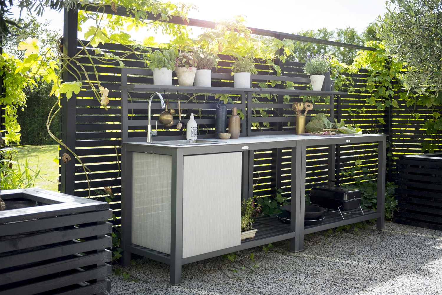 Åminne Outdoor-Küche, Küchenmodul 120x141x60, Aluminium grau