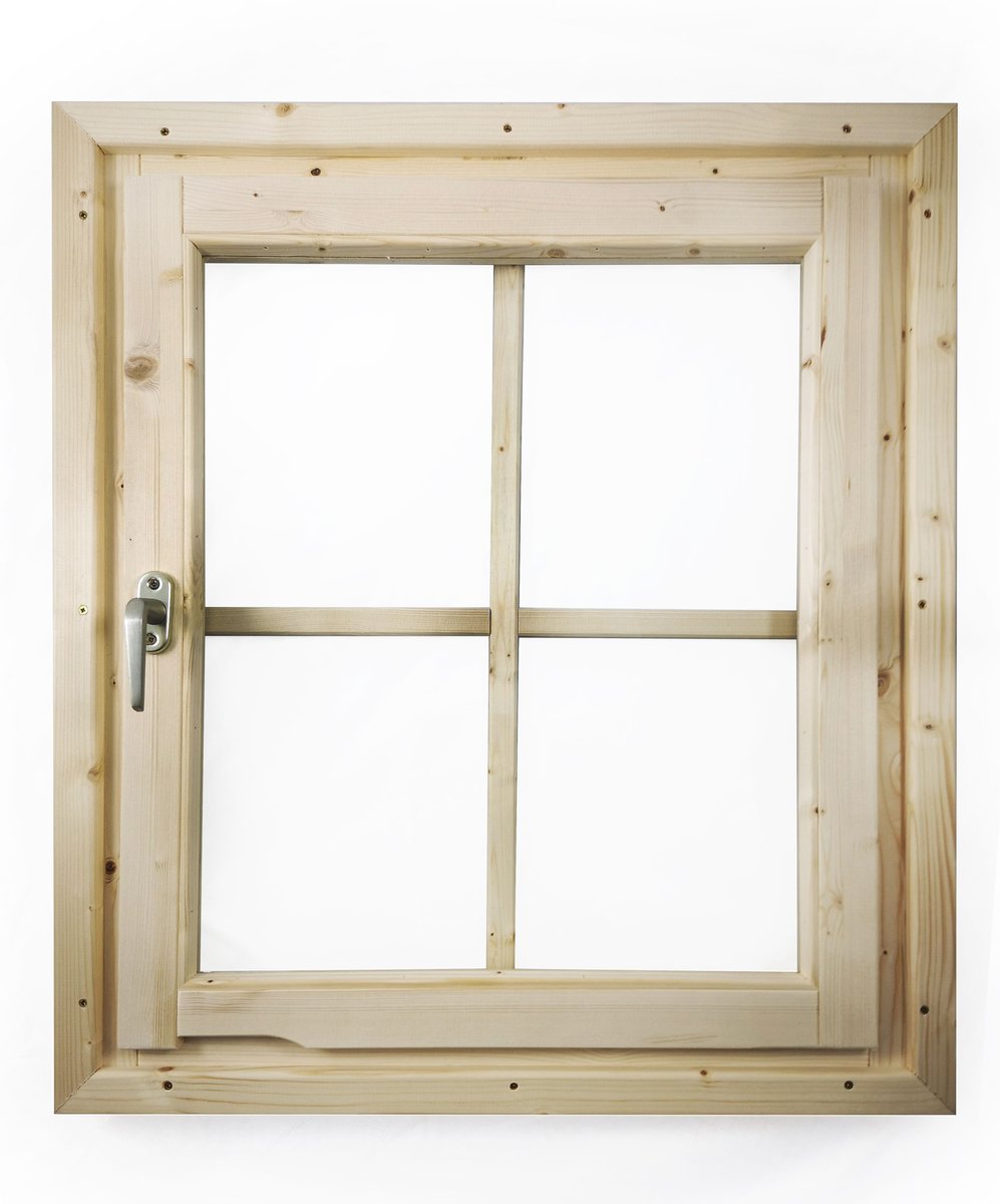 Dreh-/Kippfenster 69x80 cm naturbelassen mit Echtglas, zum Selbsteinbau in 38 mm Holzwand